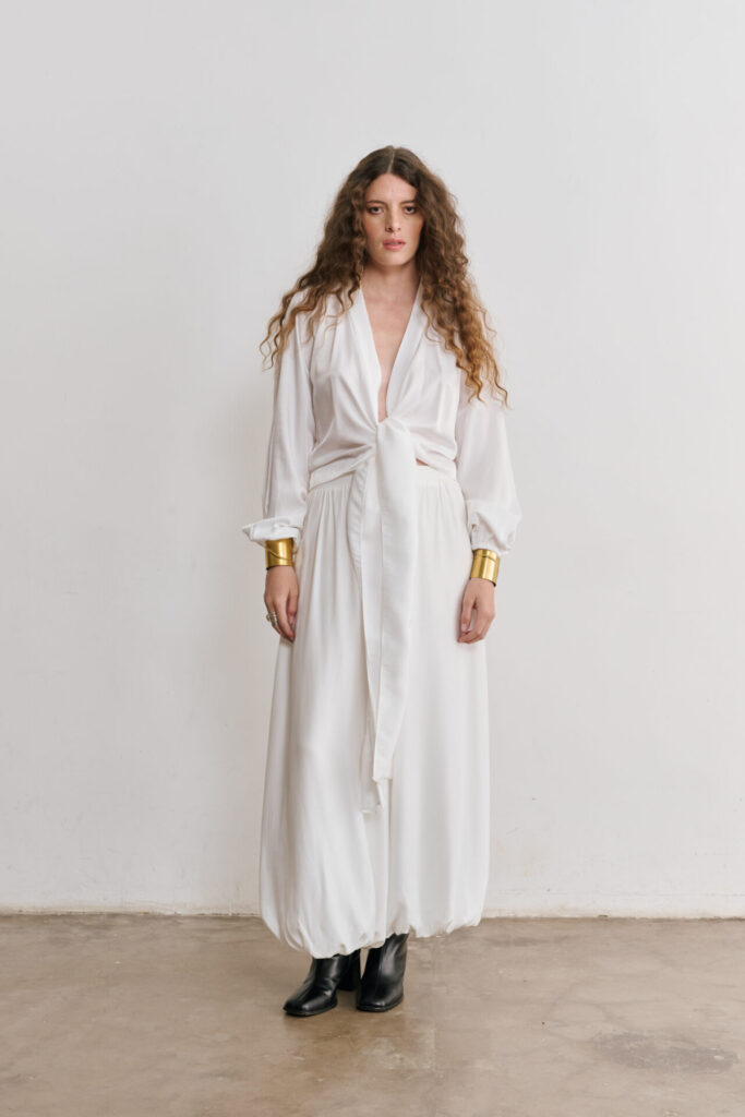 Calça Balonê Com Cós Elástico Luna - Off White - Imagem 2