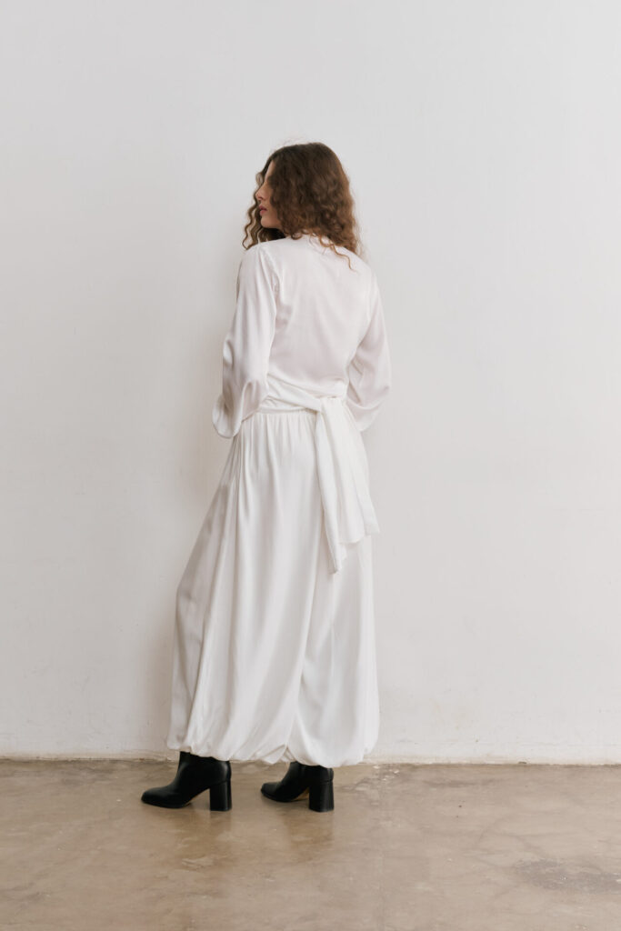 Calça Balonê Com Cós Elástico Luna - Off White - Imagem 3