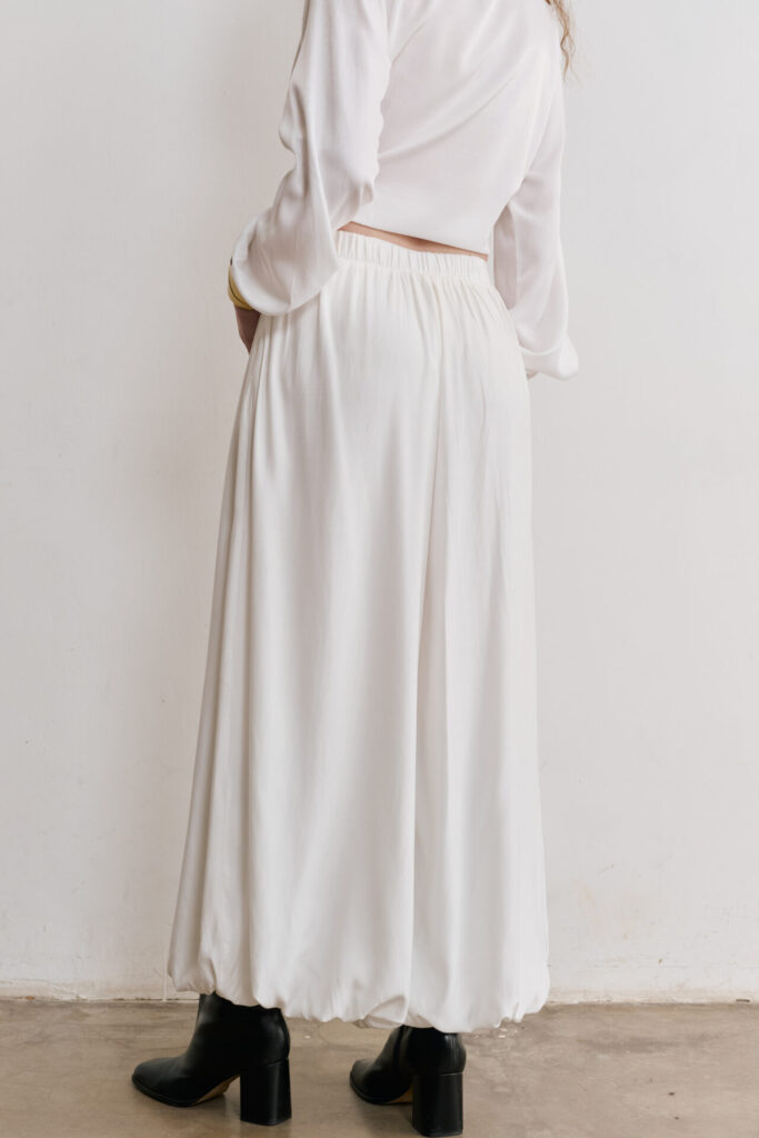 Calça Balonê Com Cós Elástico Luna - Off White - Imagem 4