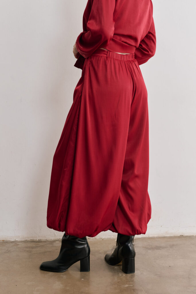 Calça Balonê Com Cós Elástico Luna - Vinho - Imagem 3