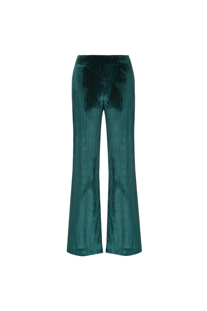 Conjunto Quimono e Calça Pantalona de Veludo Benedita - Verde Esmeralda - Imagem 5