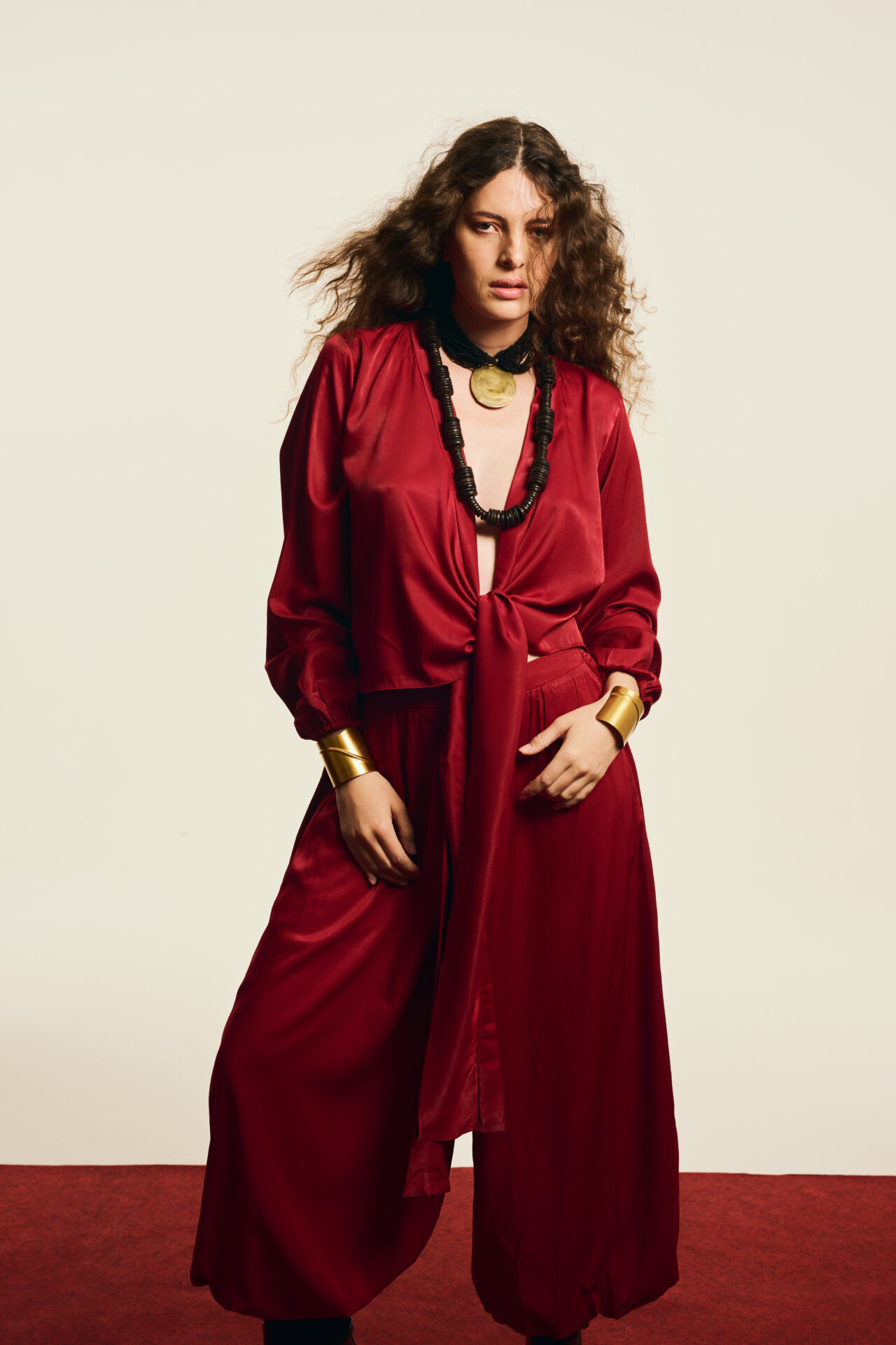Blusa Transpassada Estilo Quimono Antonela - Vinho