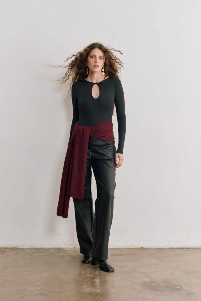 Body Manga Longa Frente e verso Celine - Preto