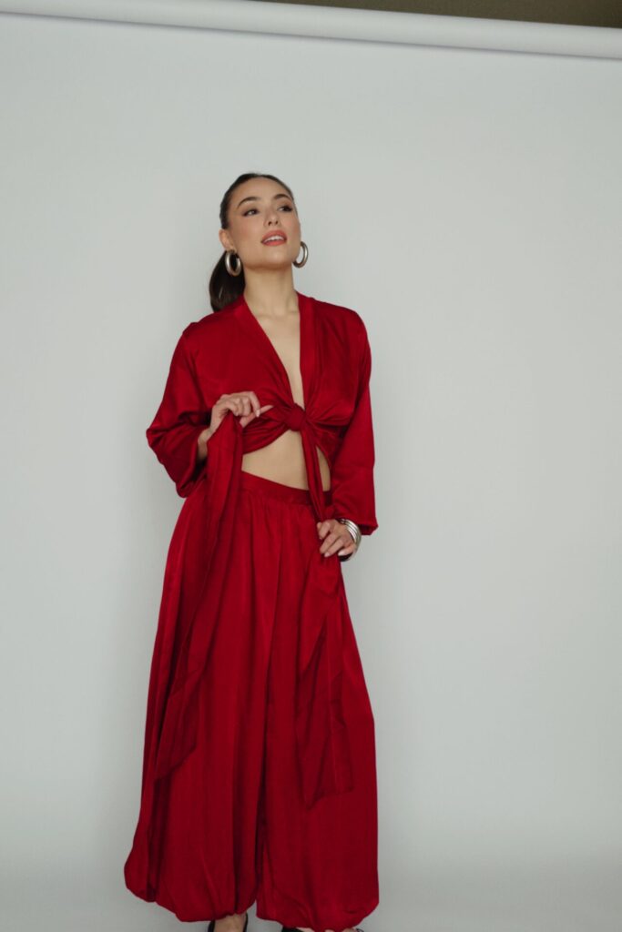 Blusa Transpassada Estilo Quimono Antonela - Vinho - Imagem 6