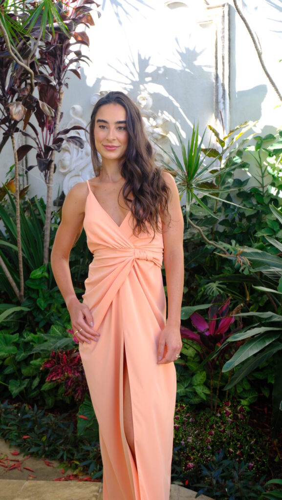 Vestido Drapeado Frente Única Com Fenda Pri - Pêssego - Imagem 5
