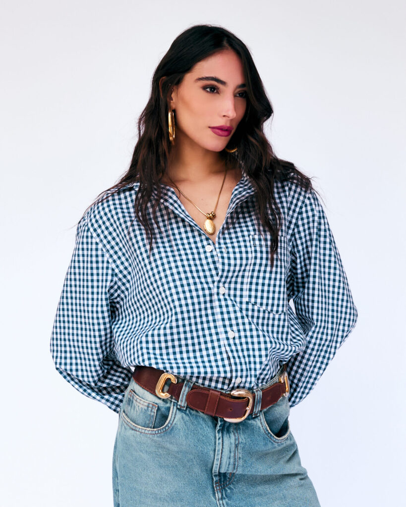 Camisa Manga Longa Xadrez Giulia – Azul