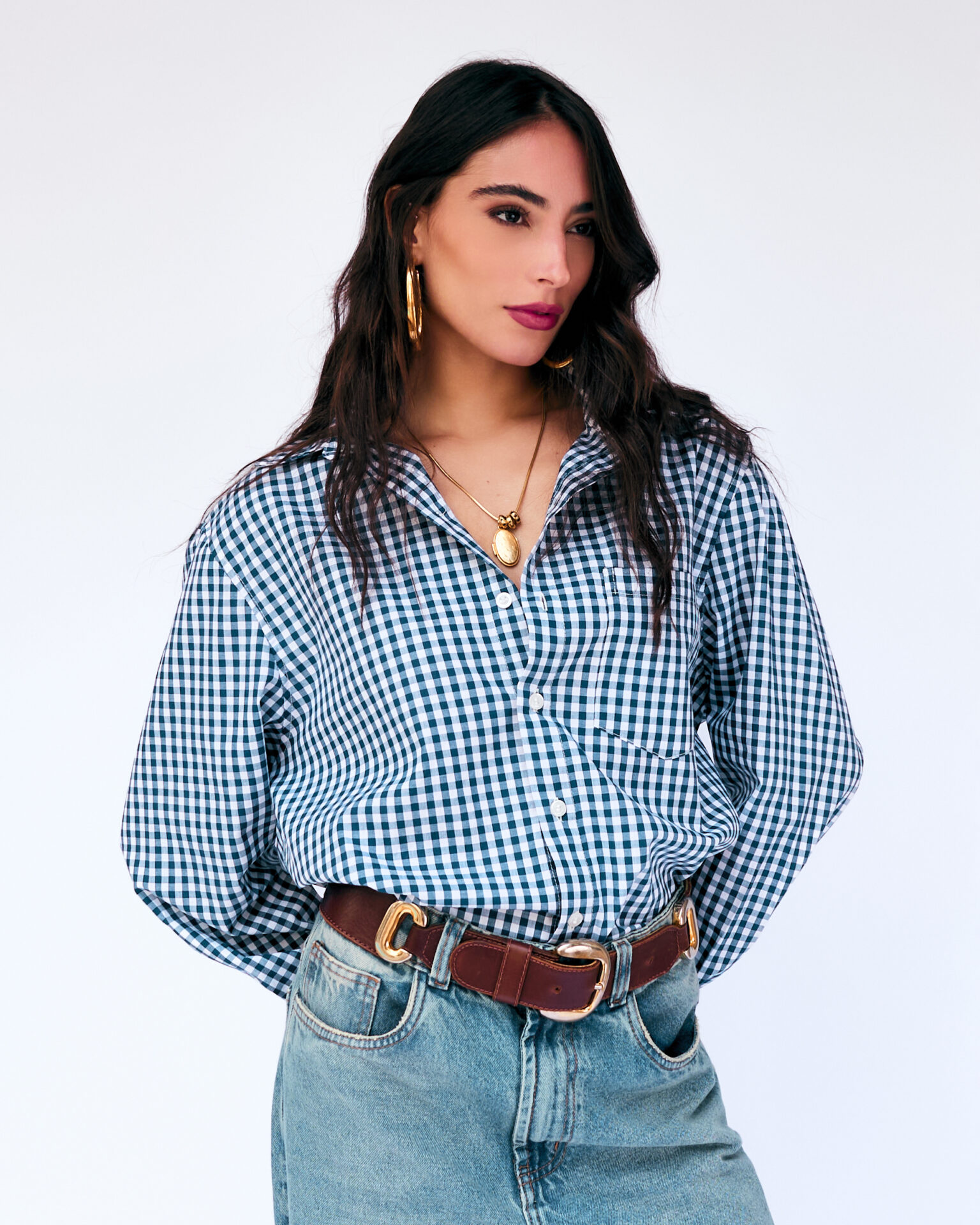 Camisa Manga Longa Xadrez Giulia – Azul