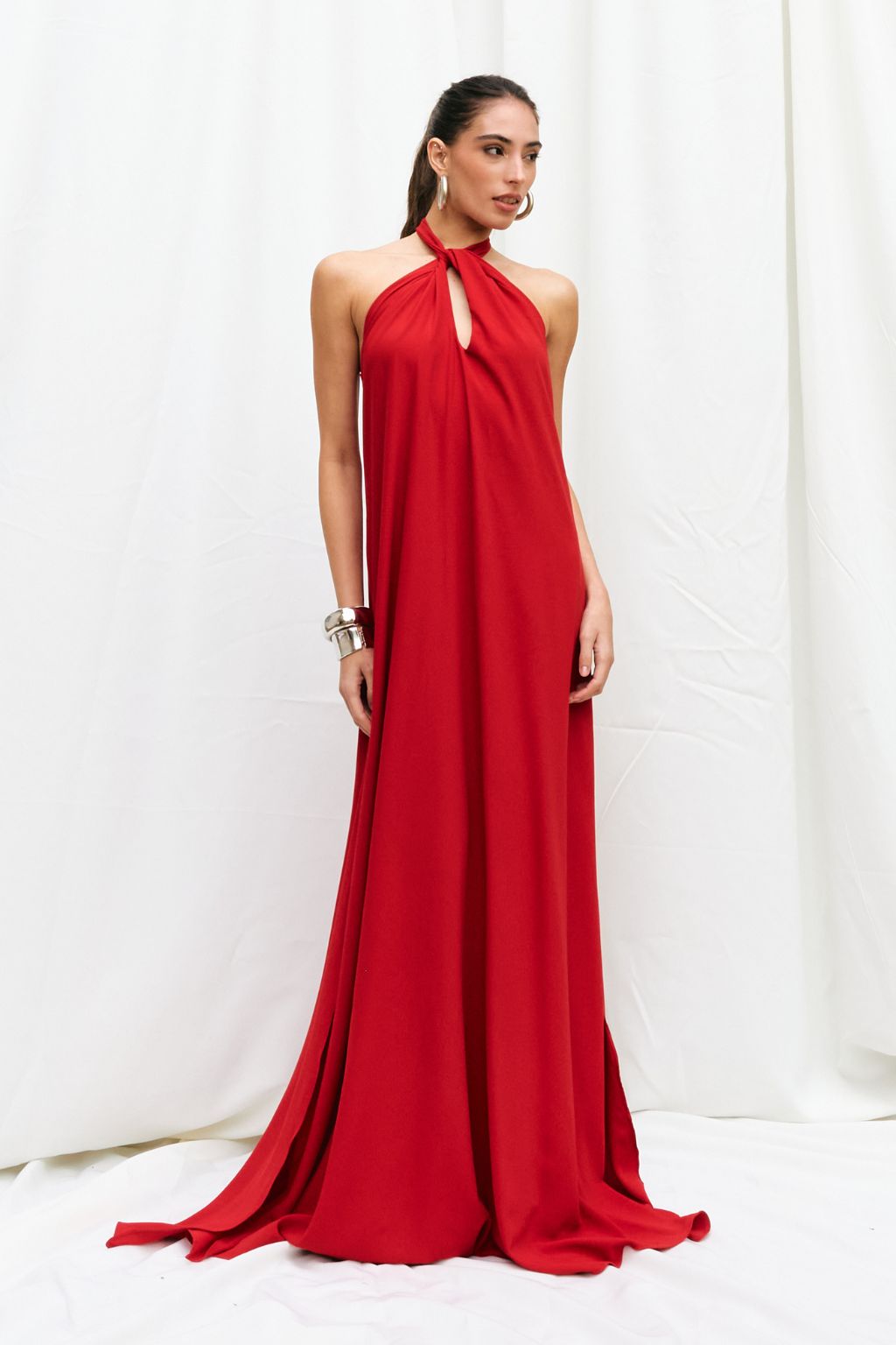 Vestido Longo Frente Única Dih - Vermelho
