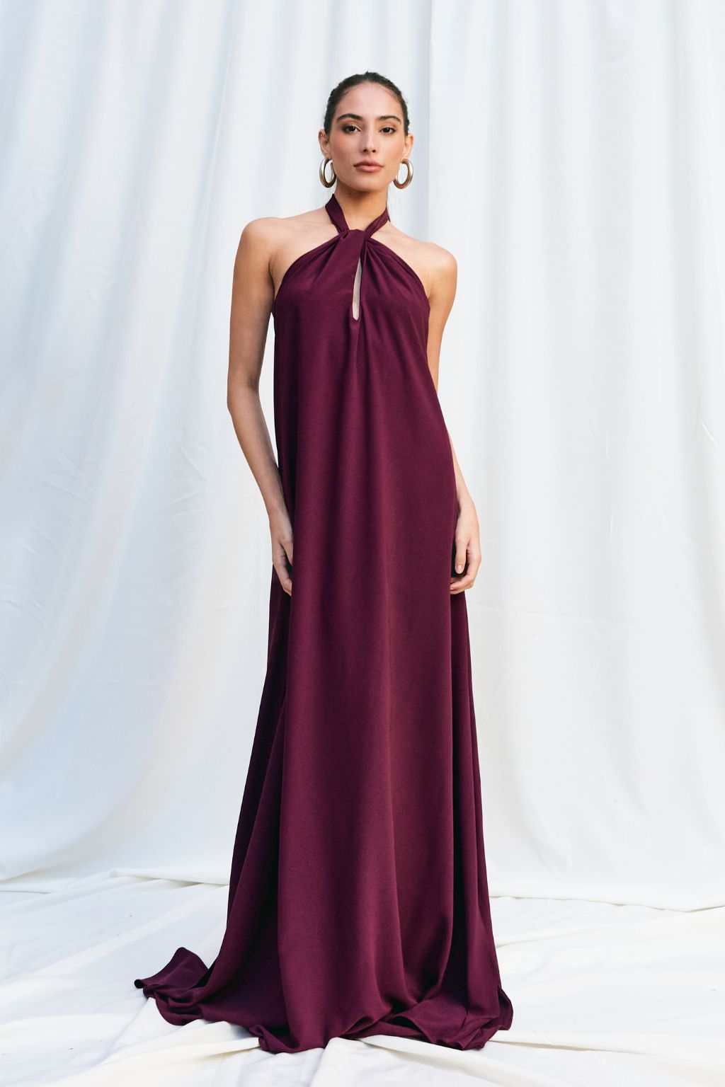 Vestido Longo Frente Única Dih - Uva