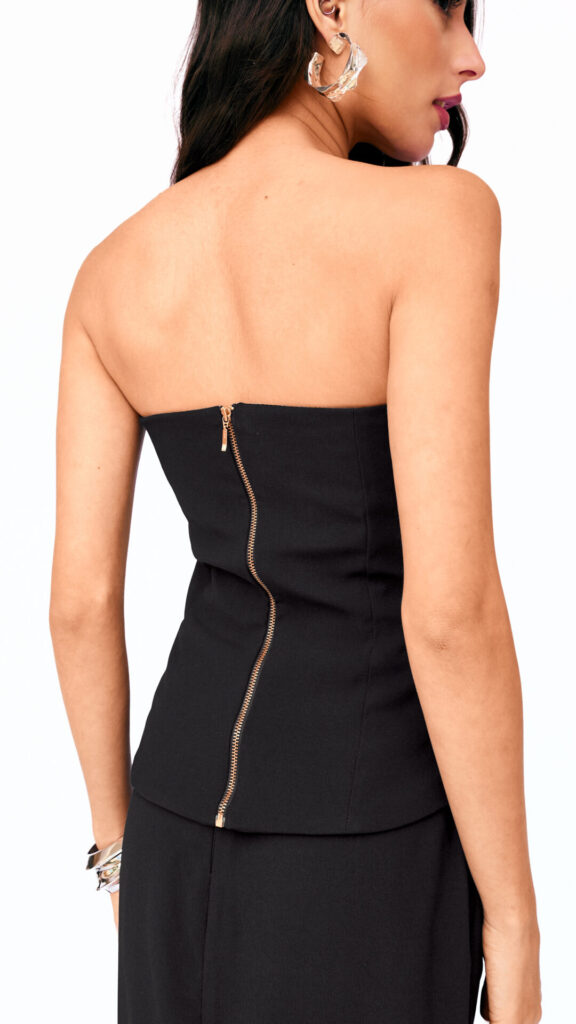 Blusa Peplum Sem Alças Olga - Preto - Imagem 2
