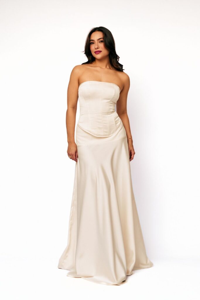 Saia Longa Acetinada Serena - Off Whitte