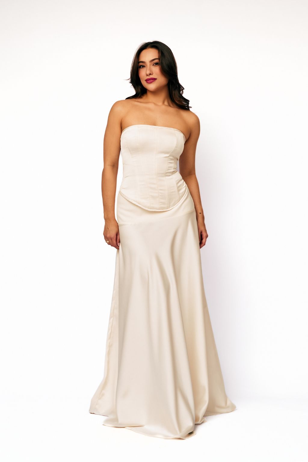 Saia Longa Acetinada Serena - Off Whitte